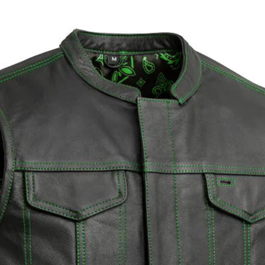 The Cut Men's Motorcycle Leather Vest, Multiple Color Options Men's Leather Vest Vests