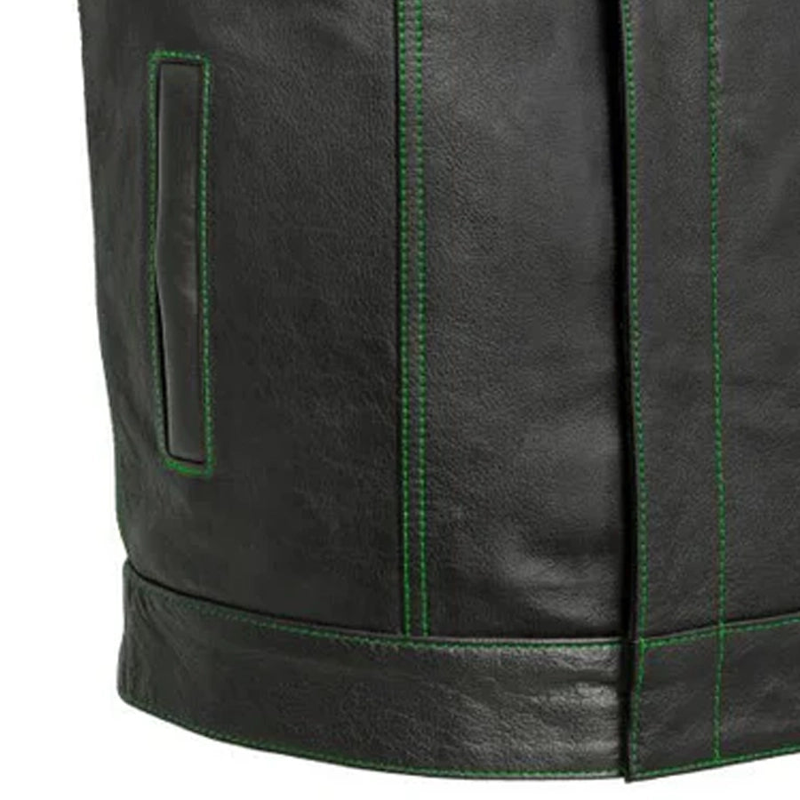 The Cut Men's Motorcycle Leather Vest, Multiple Color Options Men's Leather Vest Vests