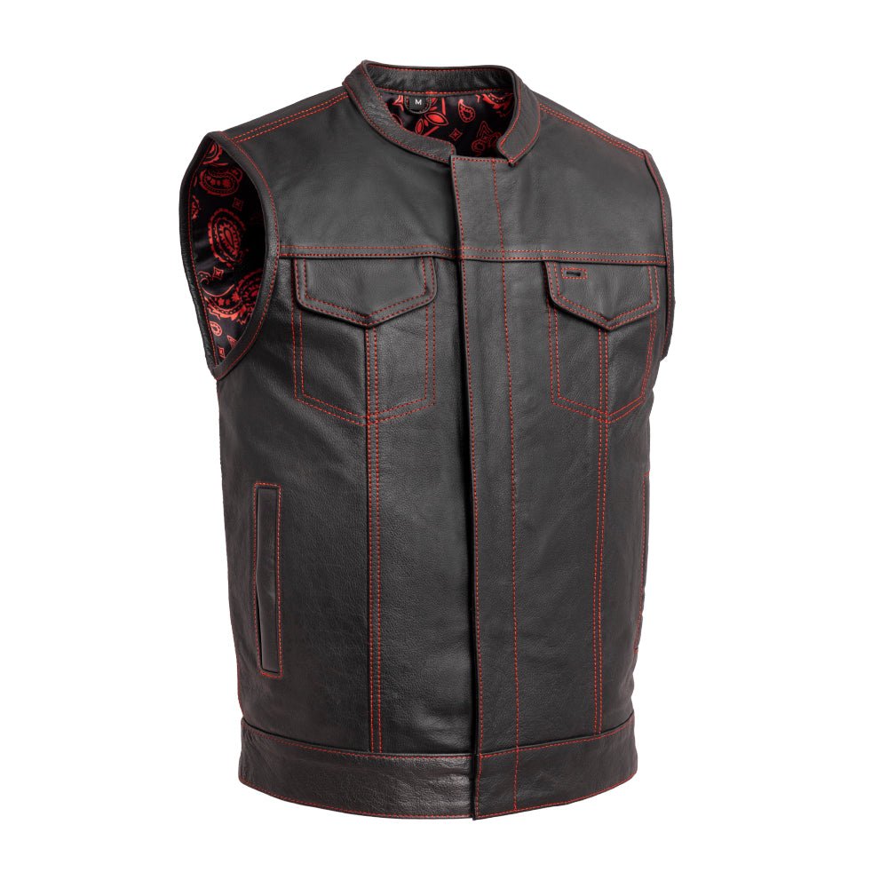 The Cut Men's Motorcycle Leather Vest, Multiple Color Options Men's Leather Vest Vests Red S
