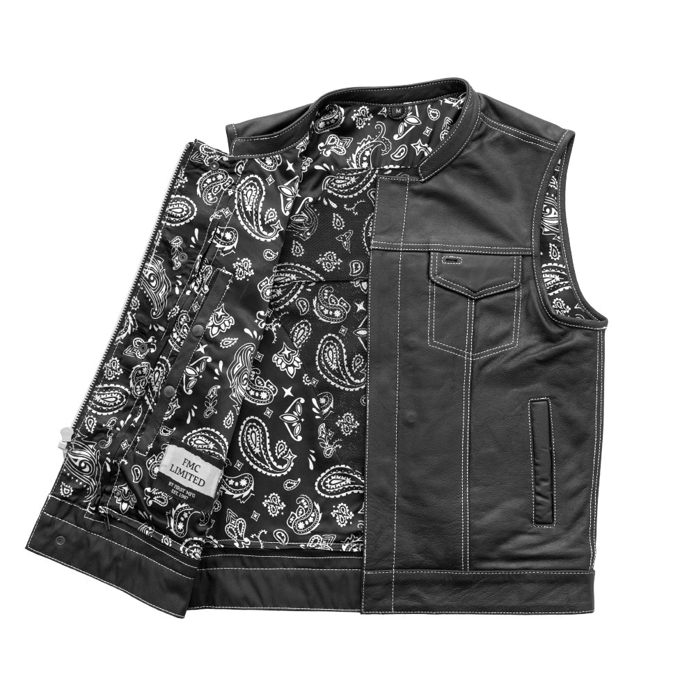 The Cut Men's Motorcycle Leather Vest, Multiple Color Options Men's Leather Vest Vests