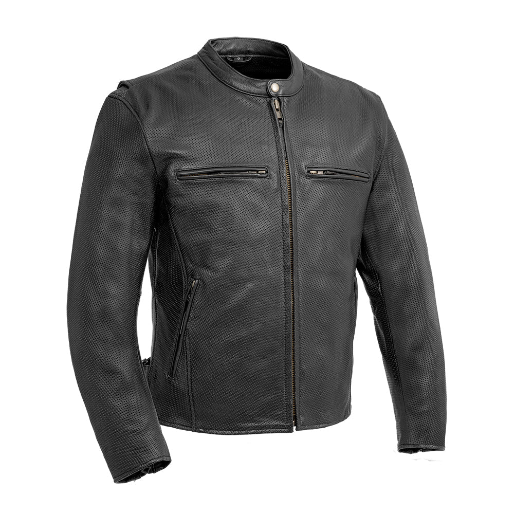 Turbine Motorcycle Perforated Leather Jacket โ First MFG Co