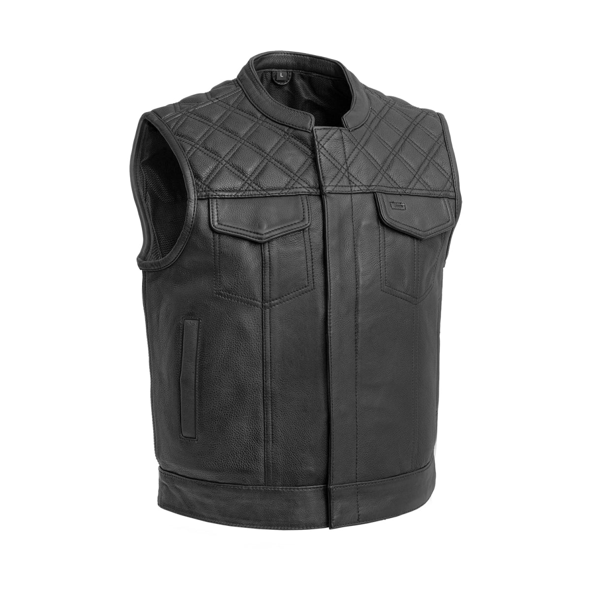 Upside Men's Club Style Leather Vest Orange and Green Men's Leather Vest Vests