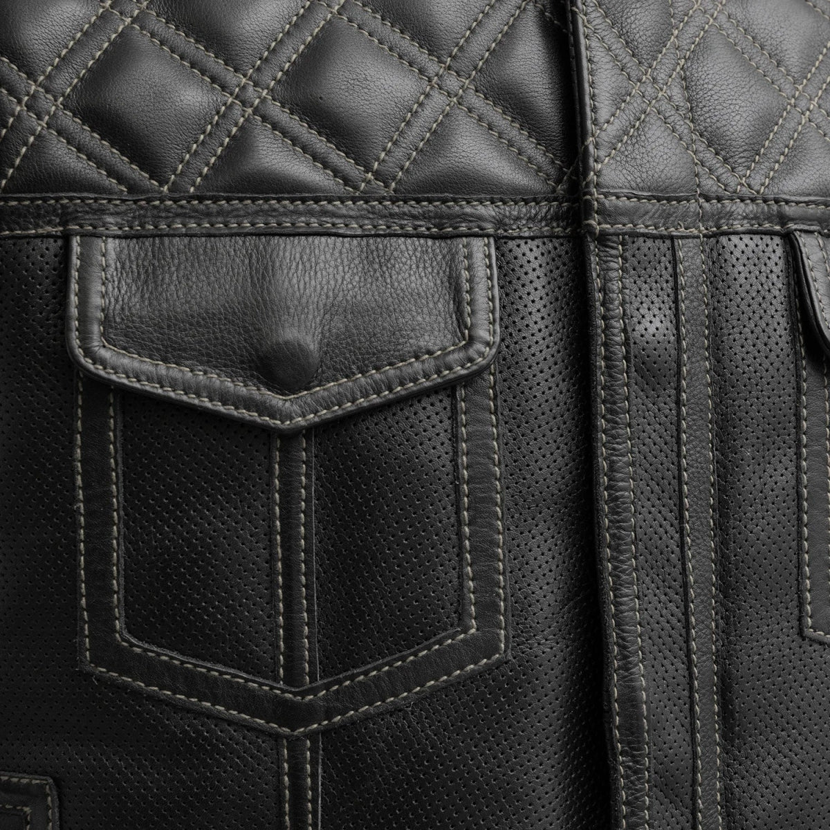 Upside Perforated Men's Club Style Leather Vest Men's Perforated Leather Vest Vests