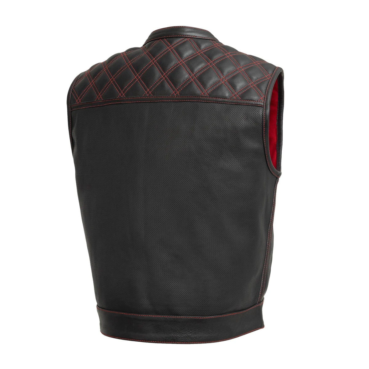 Upside Perforated Men's Club Style Leather Vest Men's Perforated Leather Vest Vests