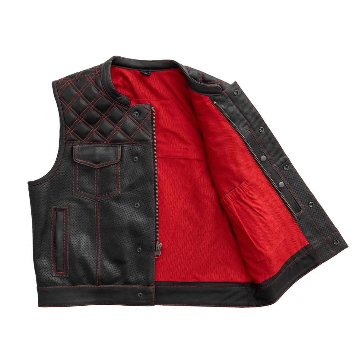 Upside Perforated Men's Club Style Leather Vest Men's Perforated Leather Vest Vests