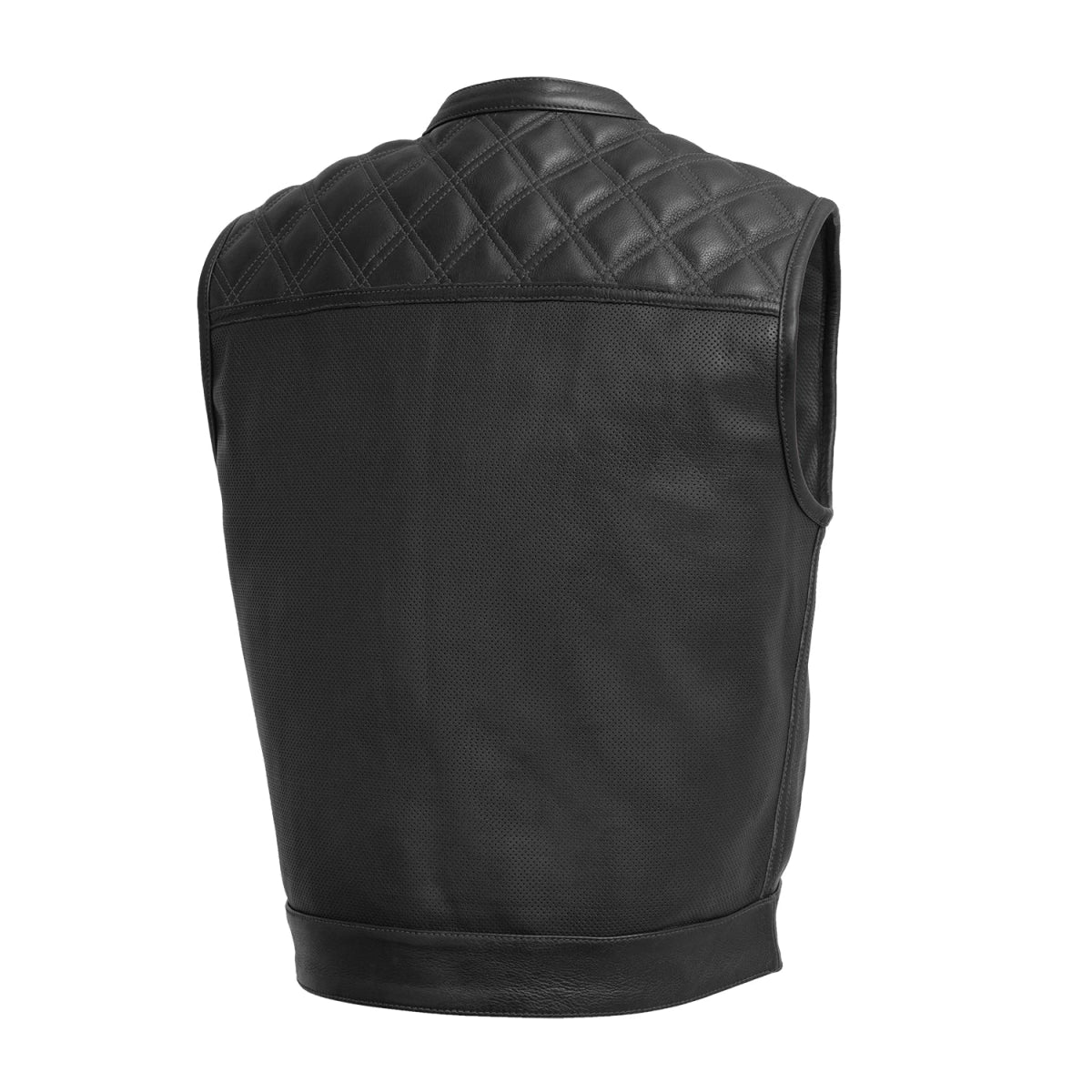 Upside Perforated Men's Club Style Leather Vest Men's Perforated Leather Vest Vests