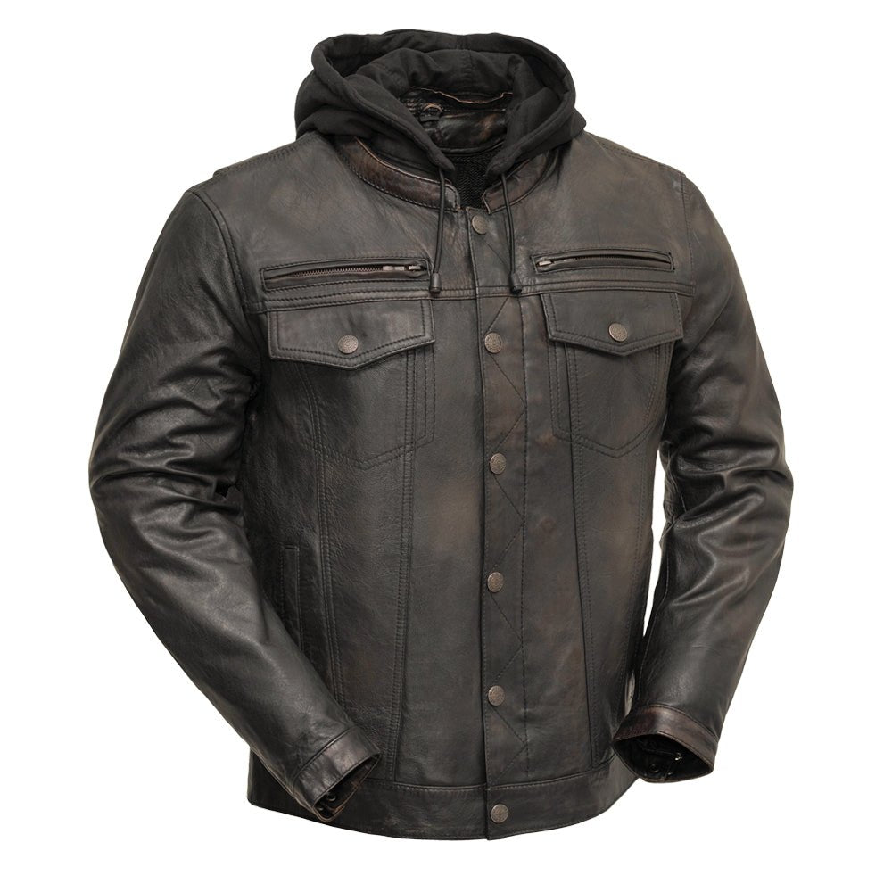 Vendetta Men's Motorcycle Leather Jacket Men's Leather Jacket Jackets Black Olive XS