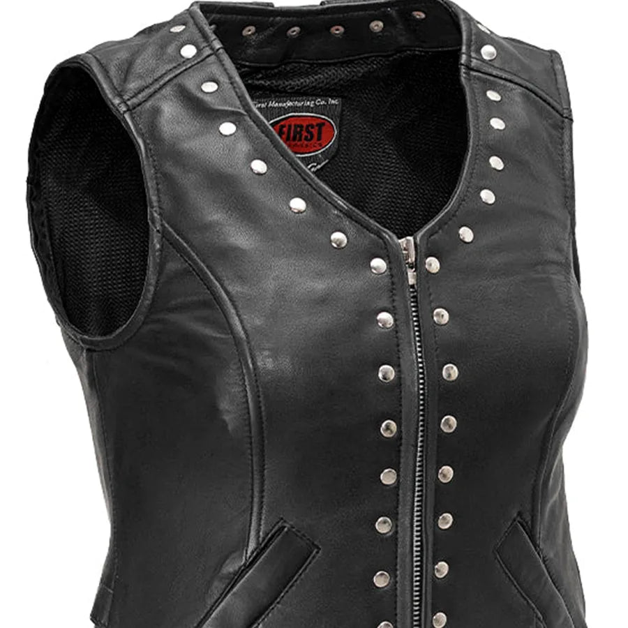 Empress Women's Motorcycle Leather Vest Women's Leather Vest Vests