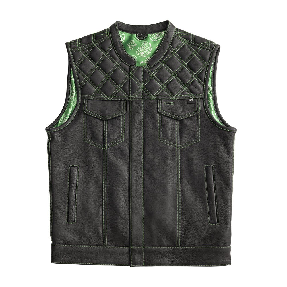 Vintage outlet Leather Vest Men's Green Lined Fiocchi Italy M