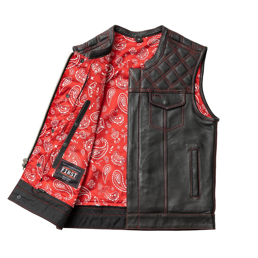Whaler Red - Men's Club Style Leather Vest (Limited Edition) Factory Customs First Manufacturing Company
