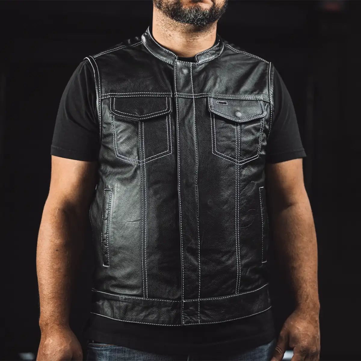 The Cut Men's Motorcycle Leather Vest, Multiple Color Options