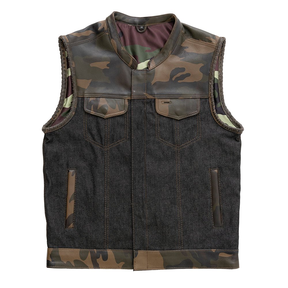 Jeans Camo Vest Mens Fashion Motorbike Camouflage Leather Vest New