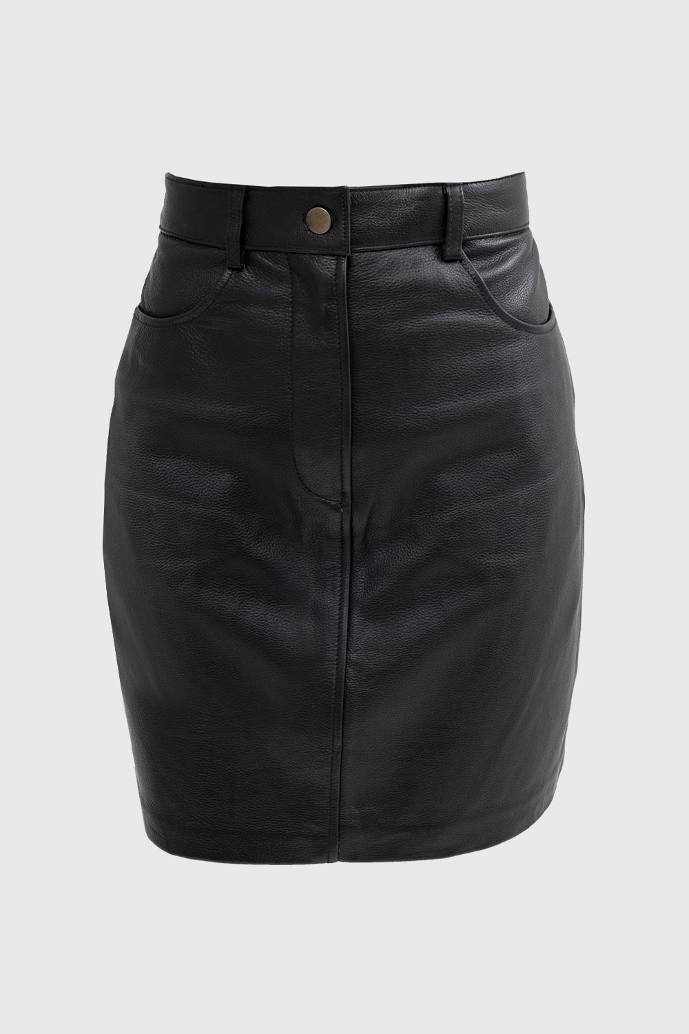 White company black outlet leather skirt