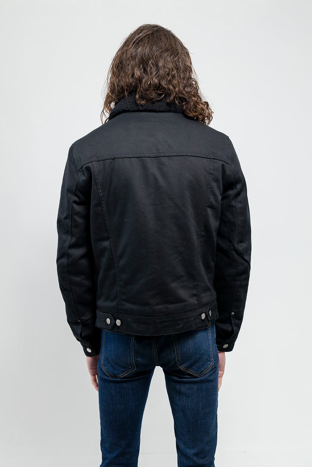 Cain Mens Faux Shearling Twill Jacket Men's Vegan Faux Suede Jacket FMCo