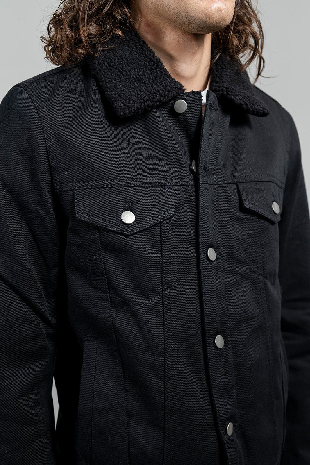 Cain Mens Faux Shearling Twill Jacket Men's Vegan Faux Suede Jacket FMCo