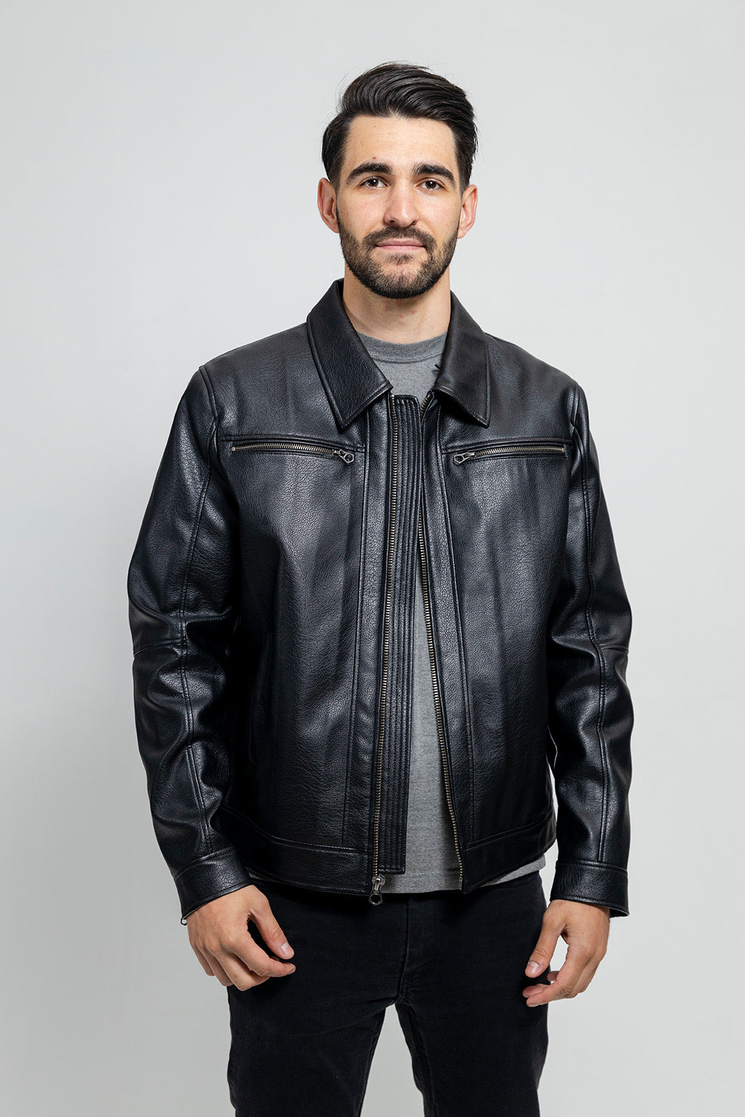 Conner Men's Vegan Faux Leather Jacket Men's Vegan Faux Leather jacket FMCo Black S