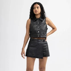 Women's Fashion Leather Tops