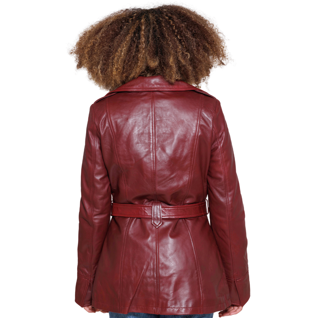 Traci Leather Trench Coat Women's Leather Jacket FMCo