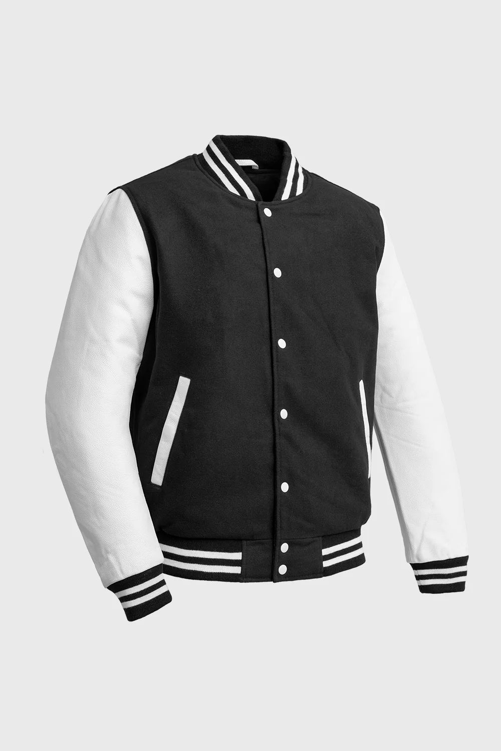 Jude Men's Varsity Jacket (White leather Sleeves)  FMCo White XS 