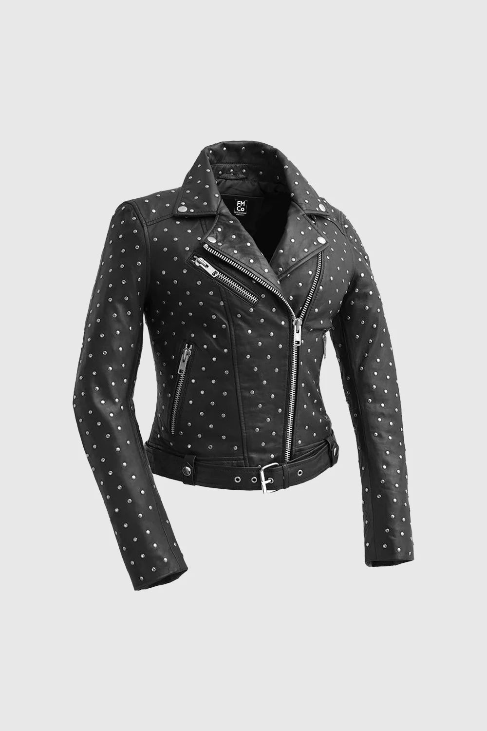 Claudia Womens Fashion Leather Jacket Women's Leather Jacket FMCo Black XS 