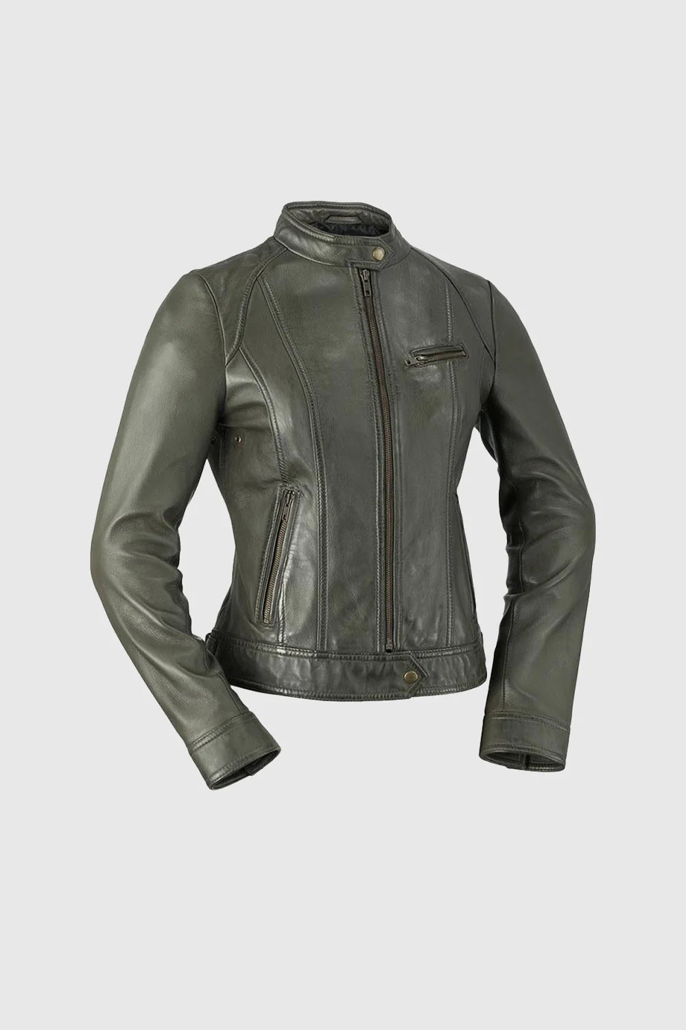 Favorite Women's Fashion Leather Jacket Women's Leather Jacket FMCo Army Green XS 