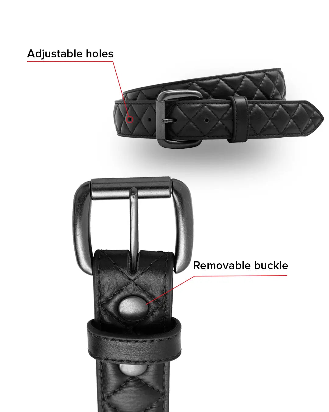Diamond Quilted Leather Belt Belt Accessories