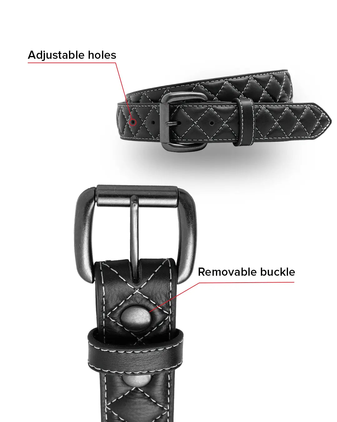 Diamond Quilted Leather Belt Belt Accessories