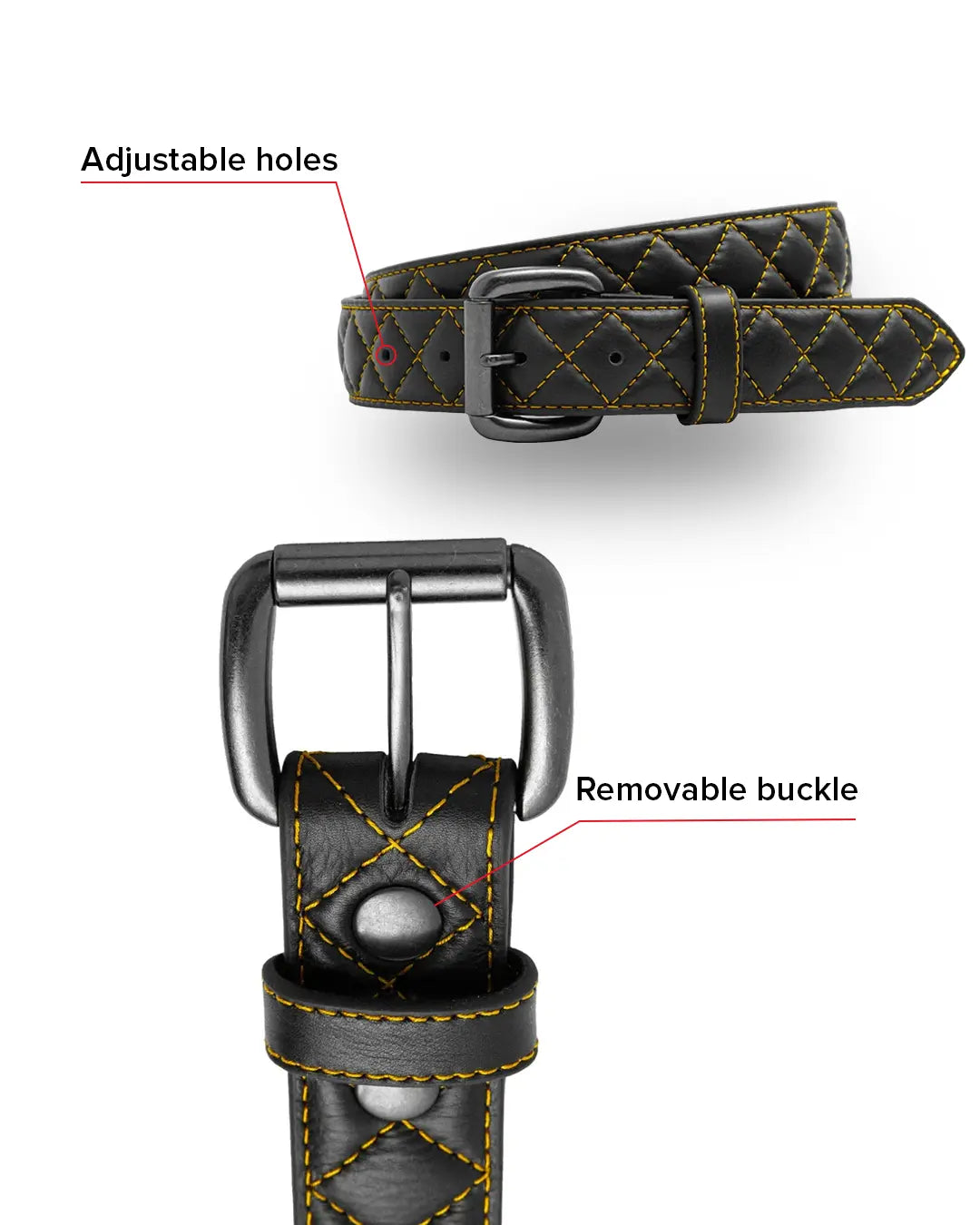 Diamond Quilted Leather Belt