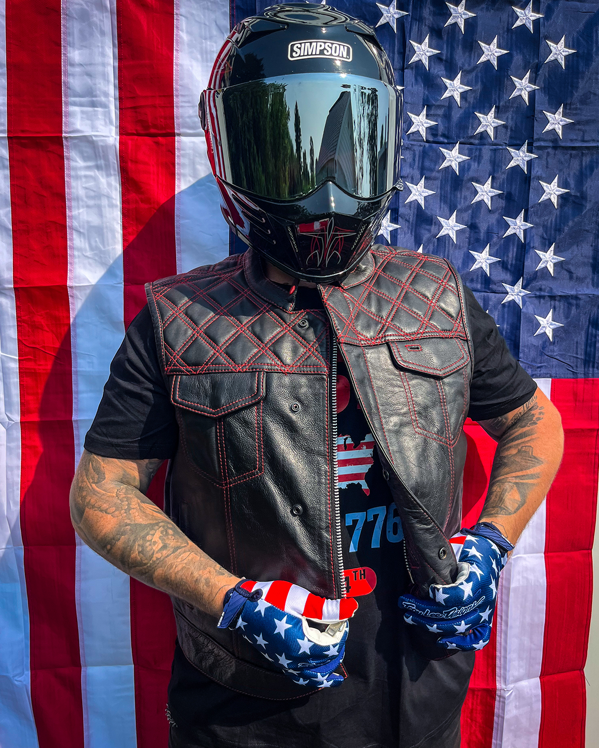 Men's Upside Club Style Leather Motorcycle Vest