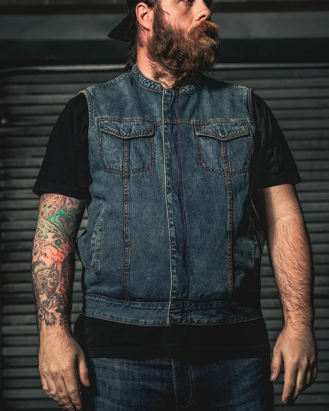 Havoc Men's Denim Motorcycle Vest Men's Denim Vest Vests
