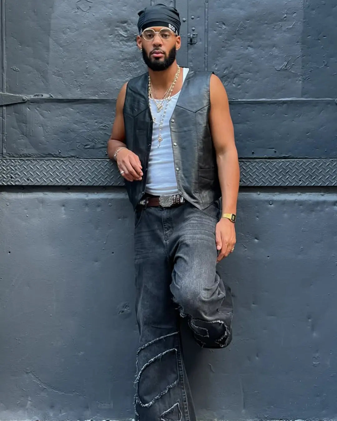Texan Men's Motorcycle Western Style Leather Vest - Brown Men's Western Vest Vests