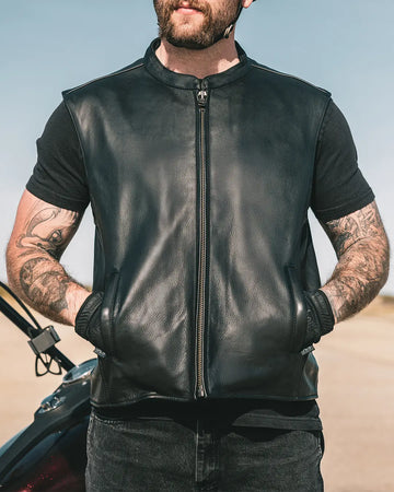 Club House Men's Leather Motorcycle Vest – First MFG Co