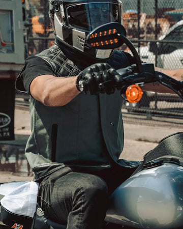 Hunt Club Motorcycle Leather Canvas Vest Green