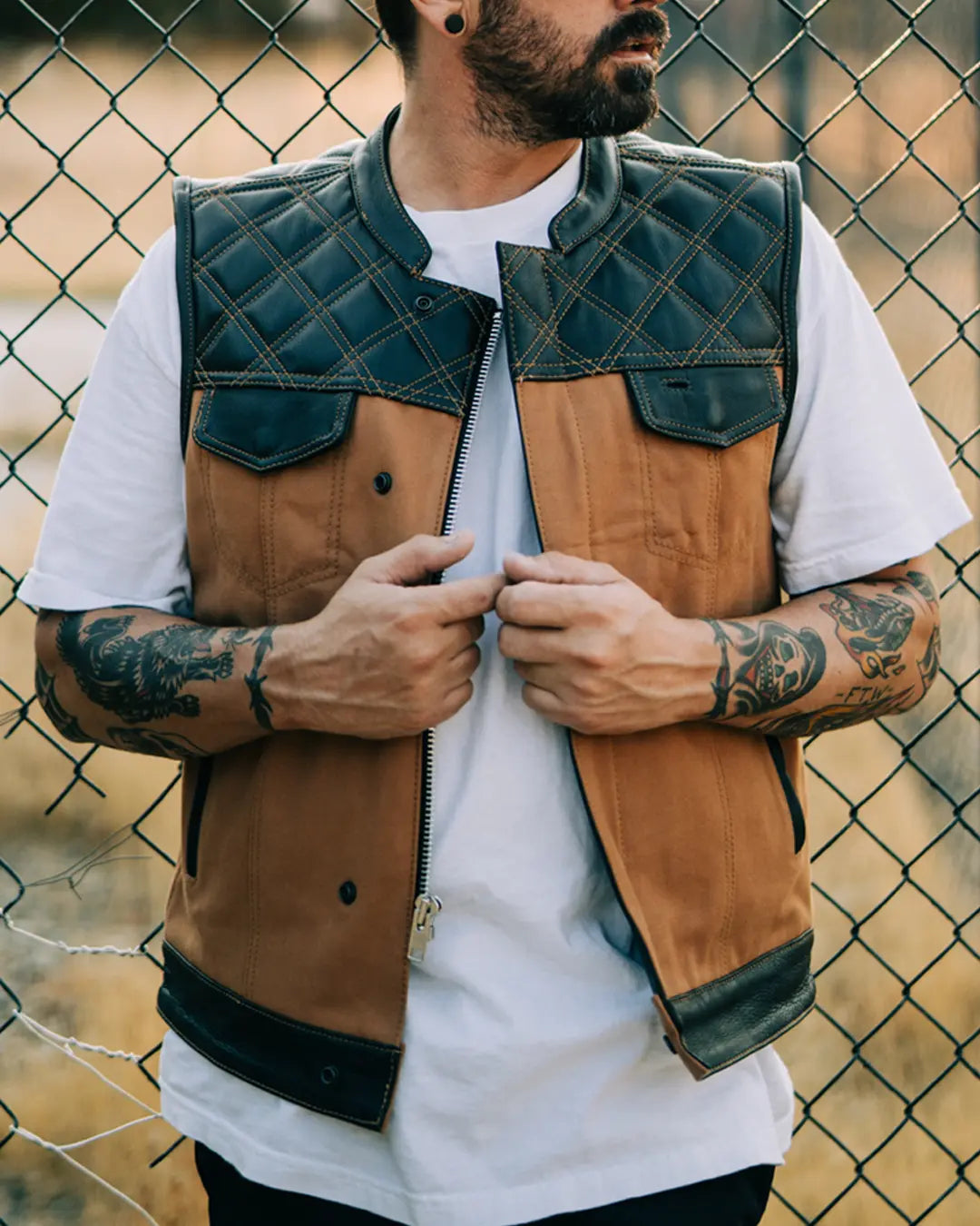 三軒茶屋US購入　Customized MA-1 Cut Off Vest FMCo Men's Signature Leather Vest – First MFG Co