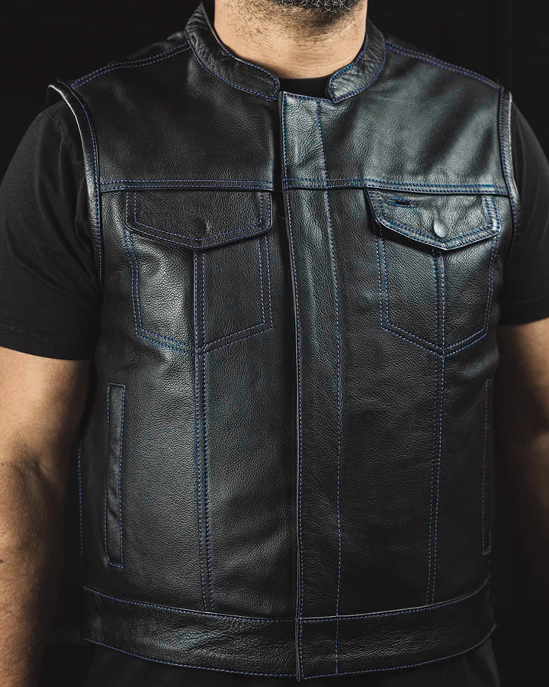 The Club Cut Men's Leather Motorcycle Vest - Multiple Color Options 