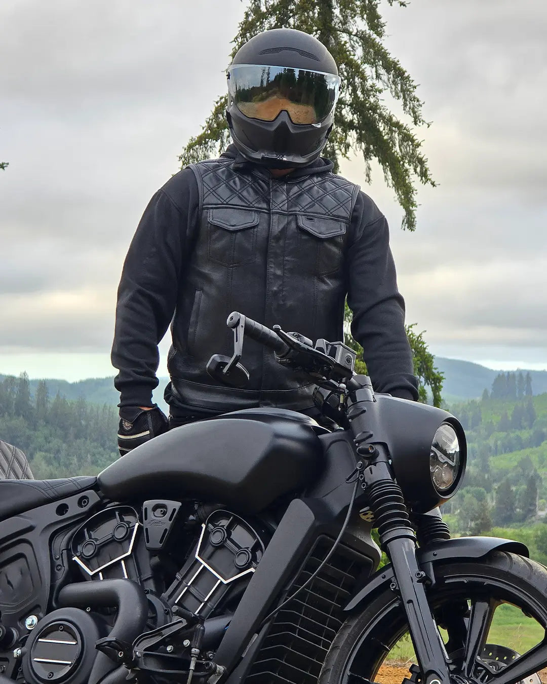 Downside Men's Motorcycle Leather Vest