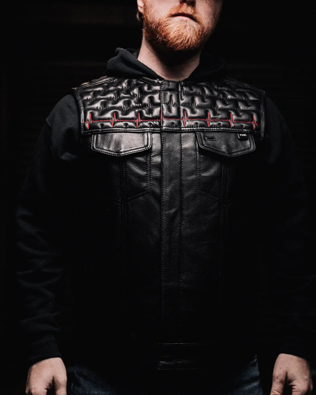 EKG Men's Leather Motorcycle Vest (Limited Edition) Factory Customs Vests