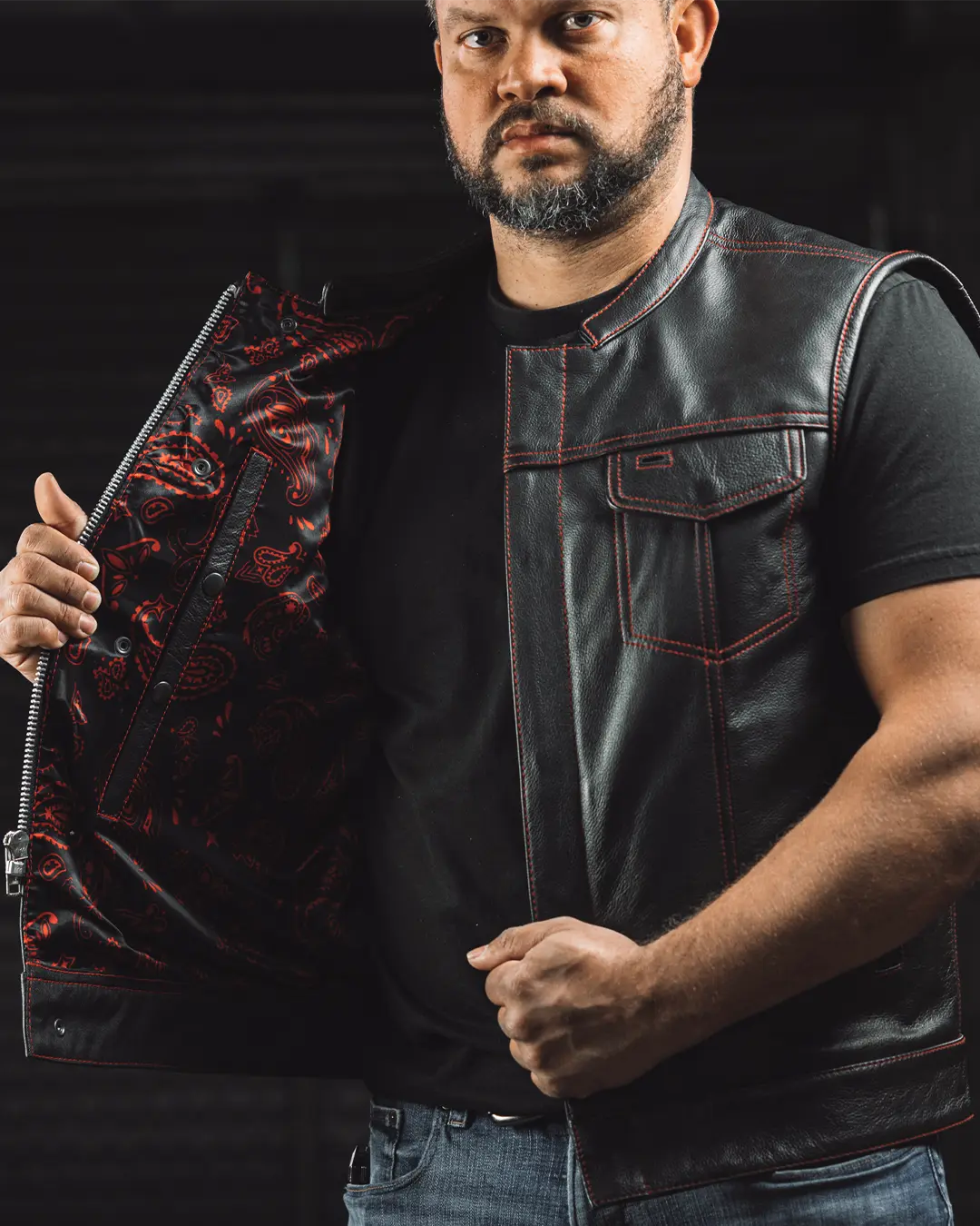The Cut Men's Leather Motorcycle Vest - Multiple Color Options 