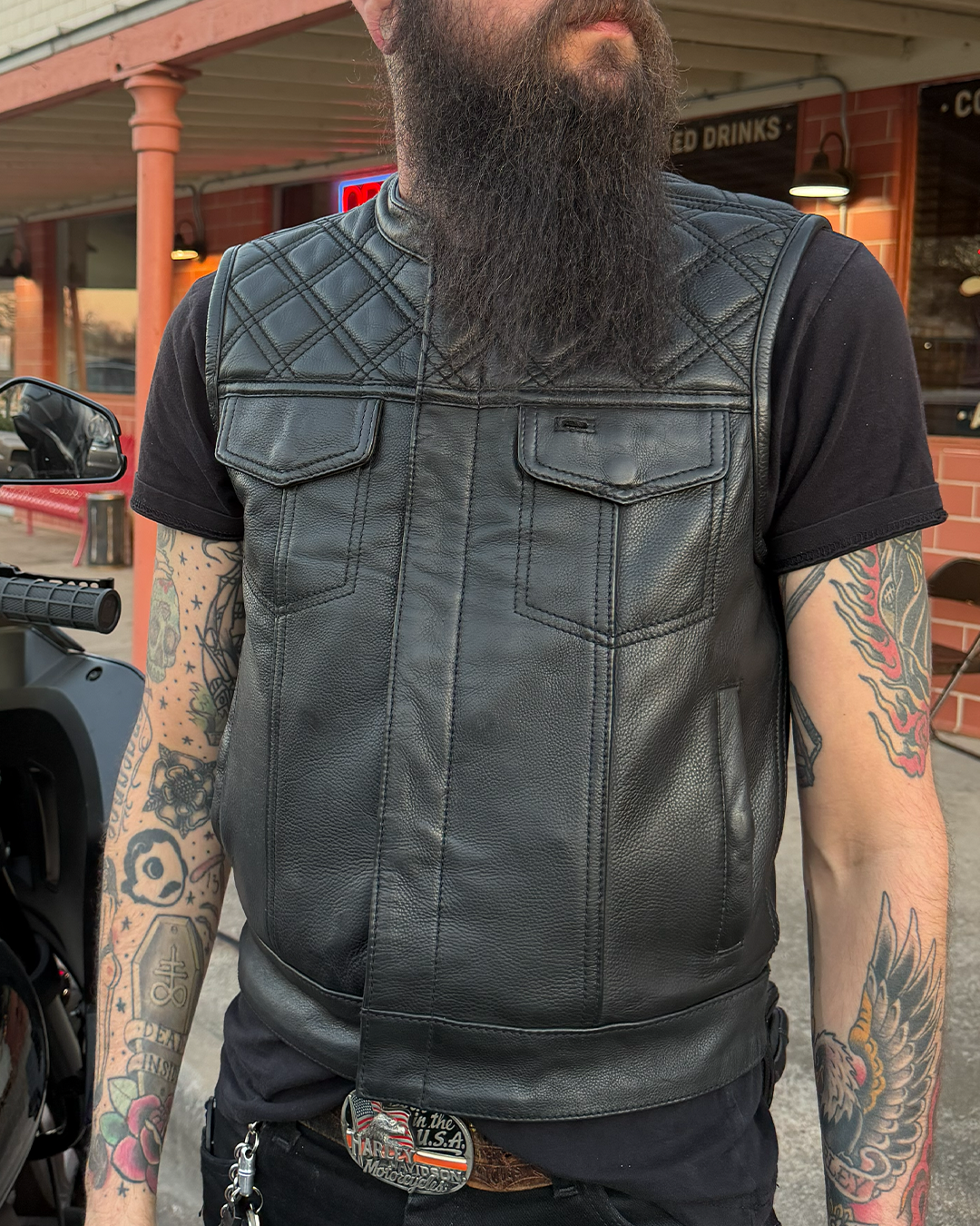 Upside Men's Club Style Leather Vest