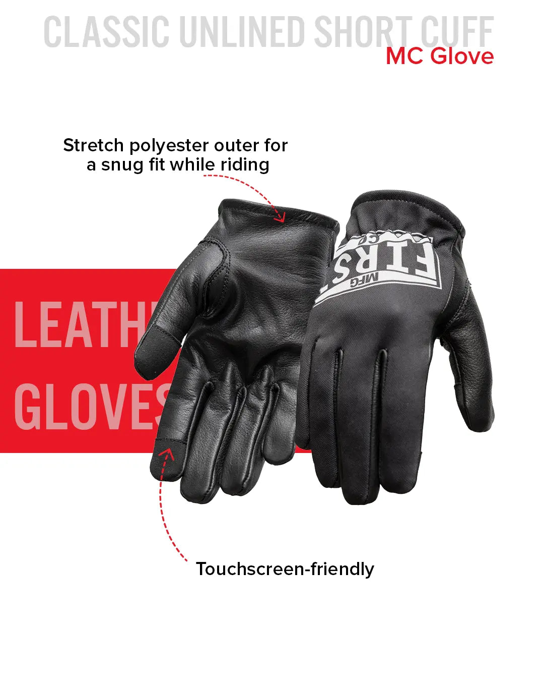 mc heat handschuhe Clutch Herren-Motorradhandschuhe aus Leder – First MFG Co