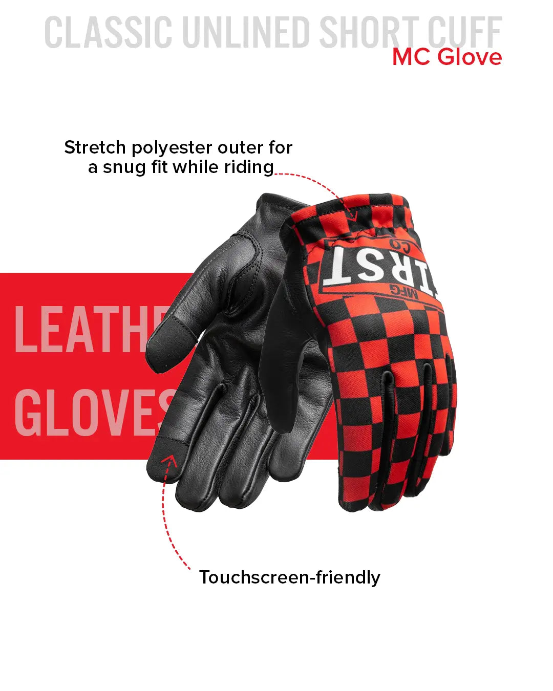 Clutch Herren-Motorradhandschuhe aus Leder – First MFG Co