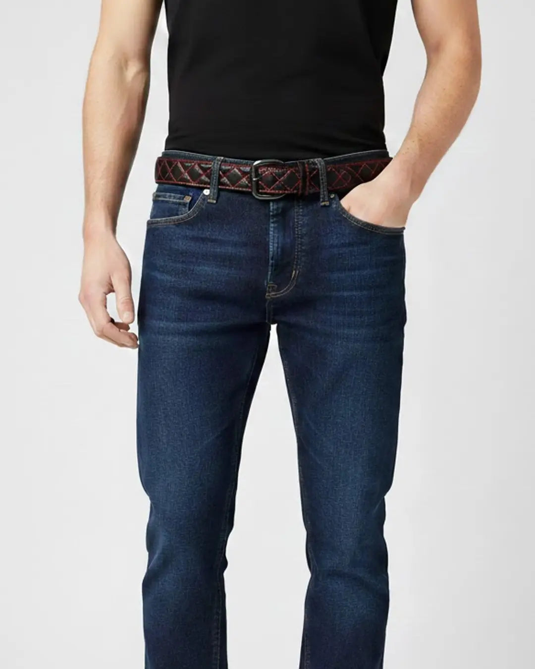 Diamond Quilted Leather Belt