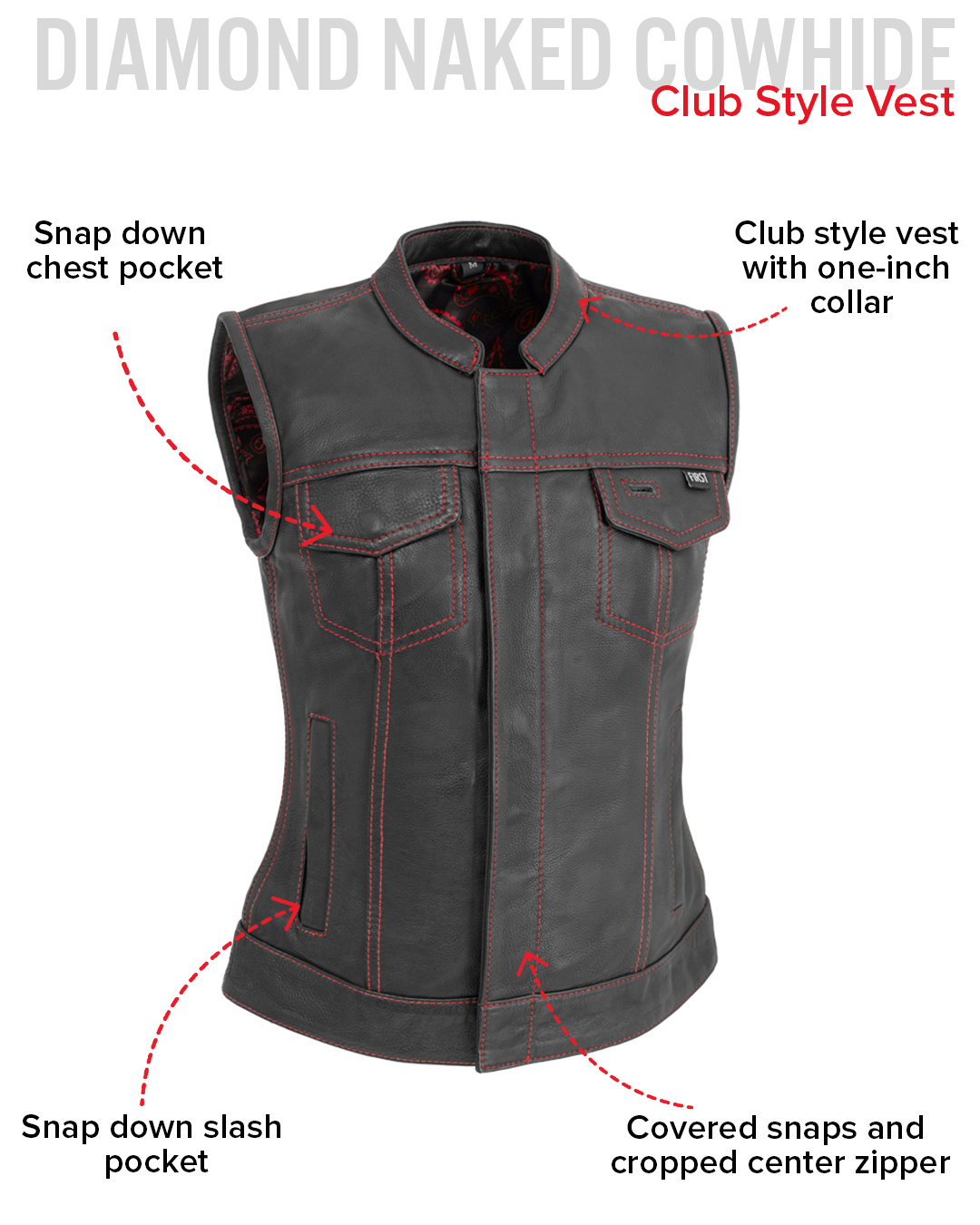 Jessica - Women's Club Style Leather Vest (Limited Edition)