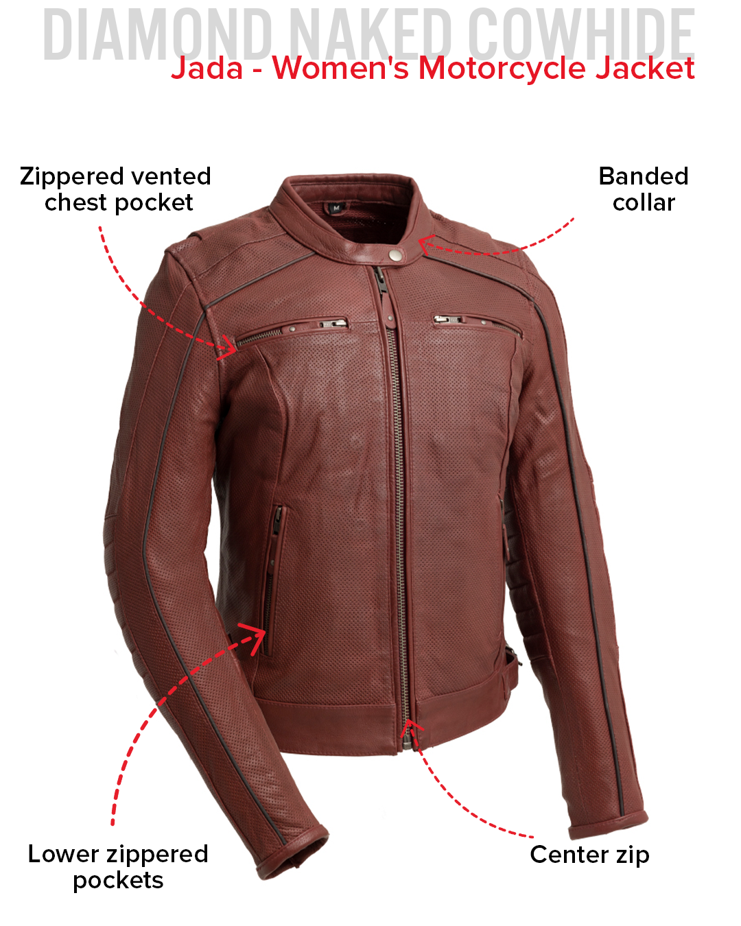 Jada - Women's Perforated Motorcycle Leather Jacket