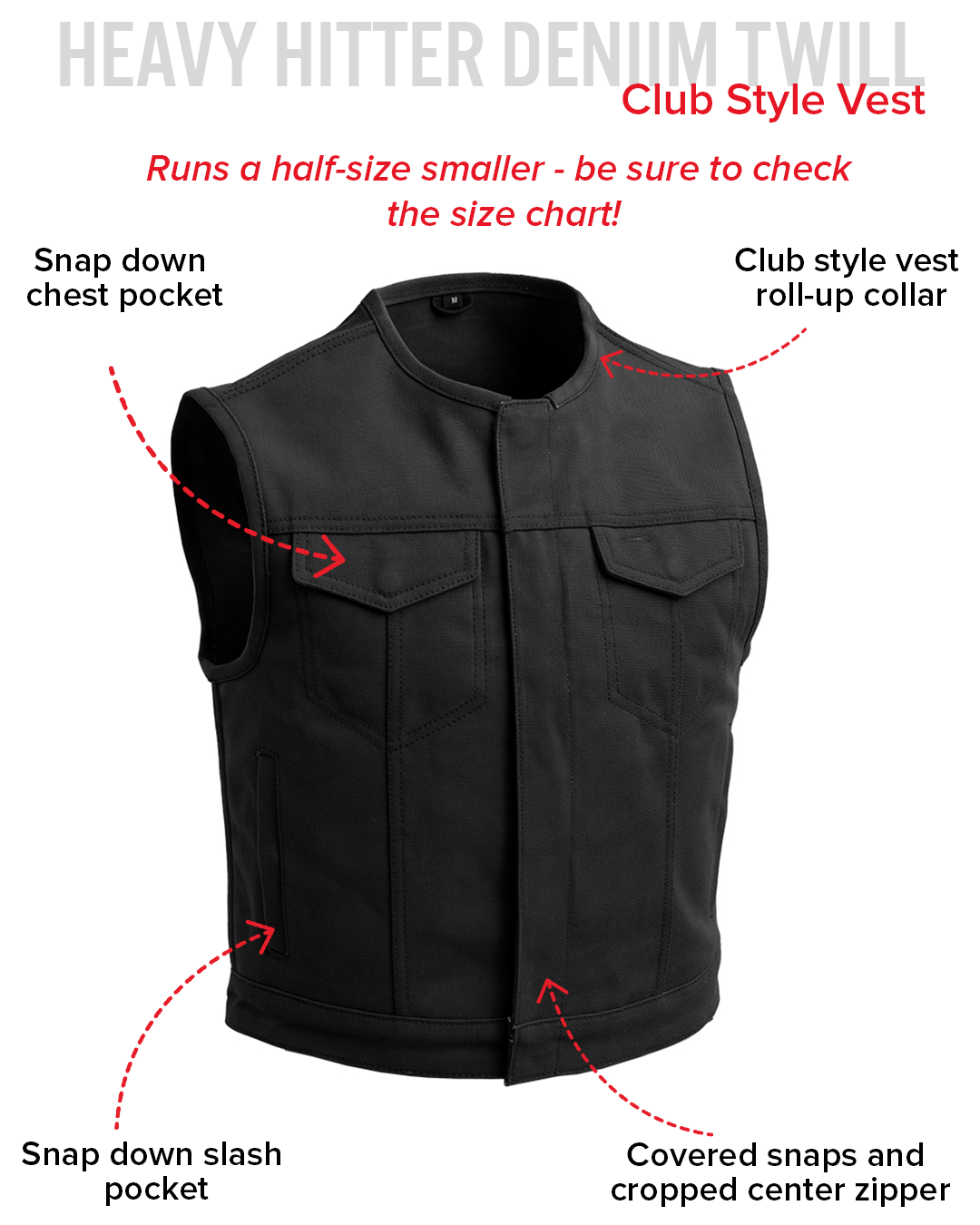 Lowside Twill - Men's Motorcycle Twill Vest (Black)