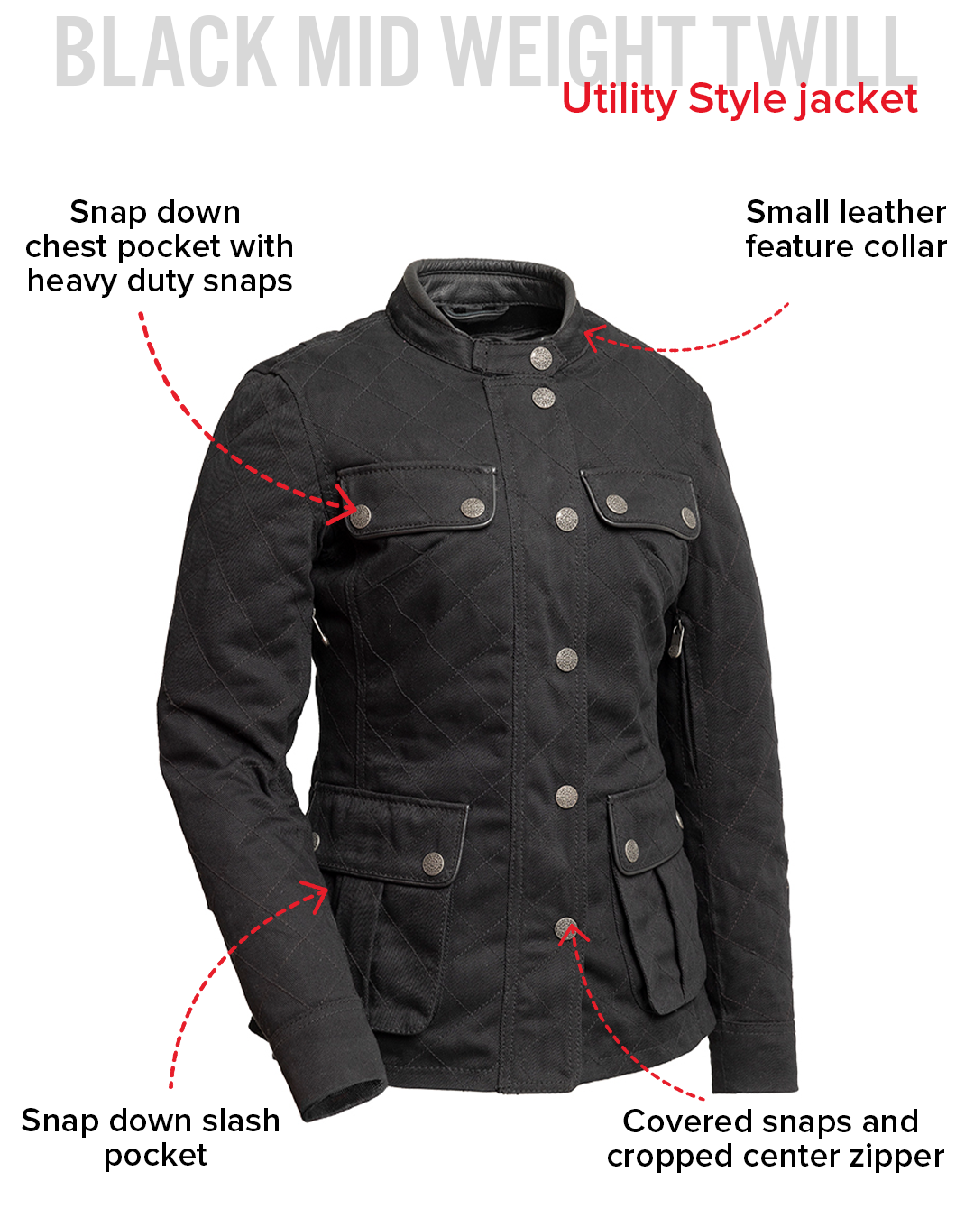 Outcast - Women's Twill Motorcycle Jacket Women's Leather Jacket Jackets