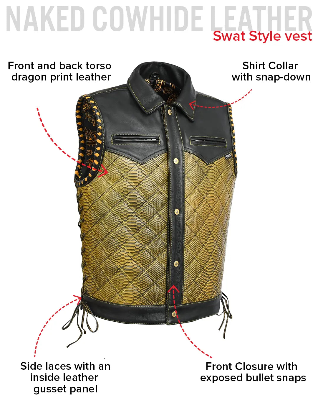 Kingsnake Men’s Motorcycle Leather Vest