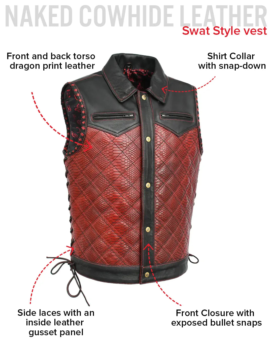 Kingsnake Men’s Motorcycle Leather Vest