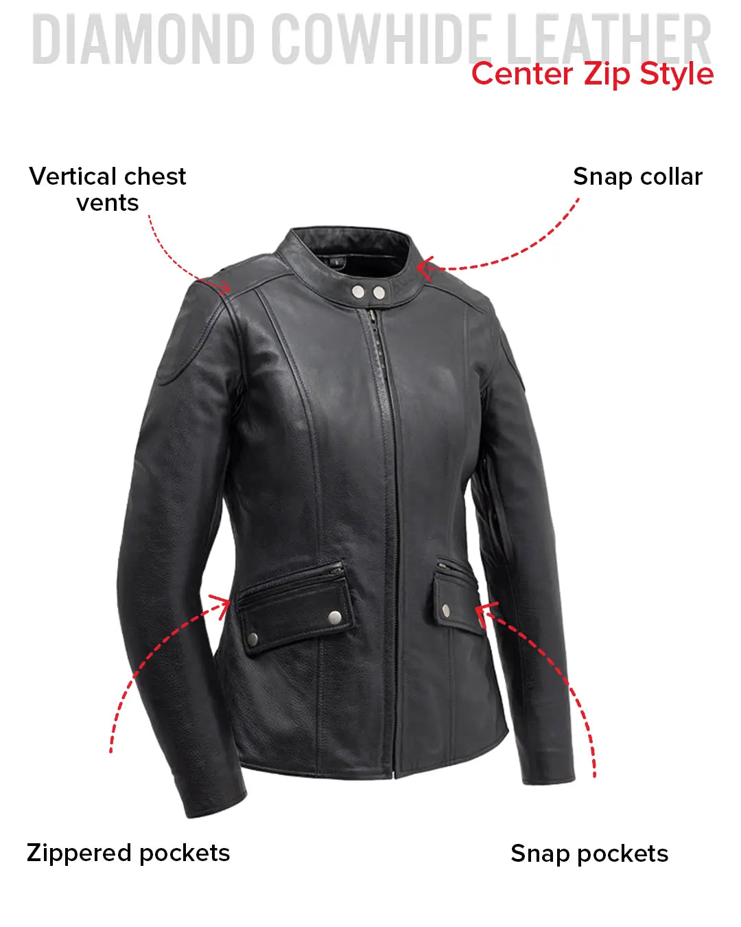Jewel - Women's Motorcycle Leather Jacket Women's Leather Jacket Jackets