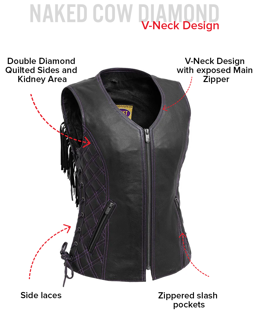 corset lacing for motorcycle helmet Bandida Women's Motorcycle Leather Vest – First MFG Co